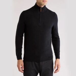 Men's Nordstrom 100% Cashmere Black Quarter Zip Sweater